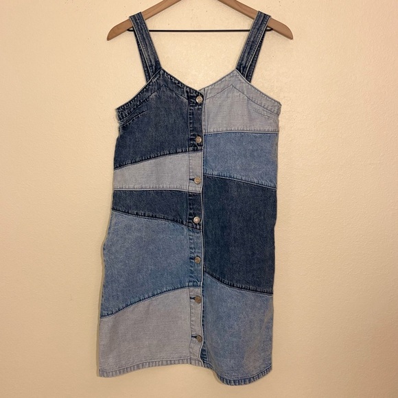 Gap Dress - Women's XS Extra Small Denim Blue Jean - Patchwork Sundress Mini - Picture 3 of 10